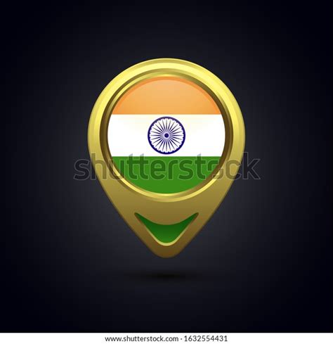 Gold Map Pin Circle Flag Design Stock Vector Royalty Free 1632554431