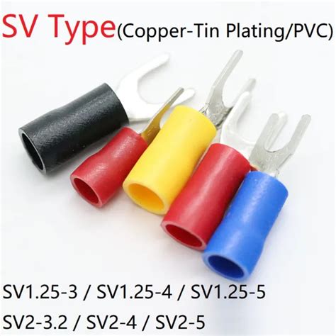 10pcs SV Type Wire Spring Terminal SV1 25 SV2 Fork U Y PVC Insulate