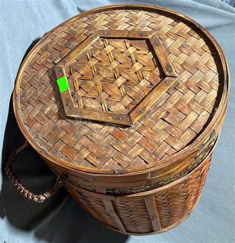 Woven Basket With Hinged Lid Metzger Property Services LLC