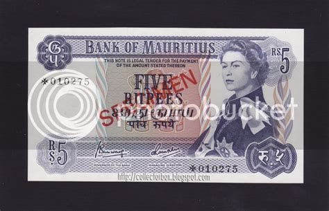 COLLECTORBOX World Banknotes And Coins Mauritius 1978 Specimen Banknotes