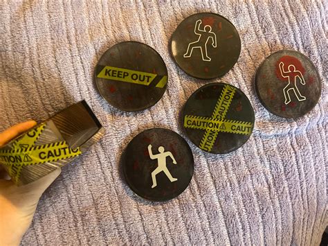 True Crime Fans Crime Scene Coasters And Holder Etsy