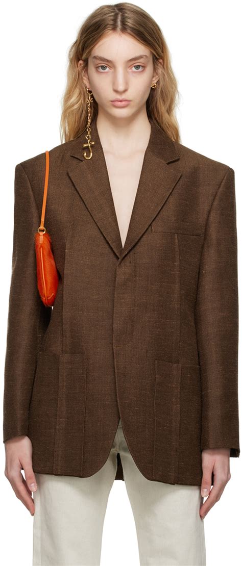 Brown Le Raphia La Veste D Homme Blazer By JACQUEMUS On Sale