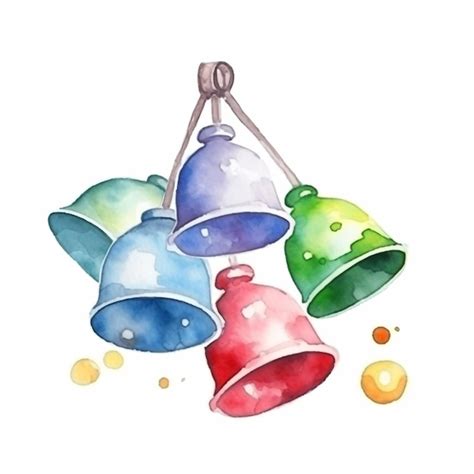 Premium Photo A Set Of Colorful Bells Watercolor Illustration