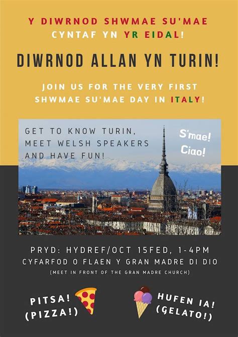 Celebrating 'Shwmae Su'mae Day 2019' in Turin, Italy - We Learn Welsh