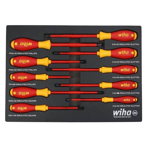 Wiha Piece Insulated Soft Finish Screwdriver Tray Set Includes