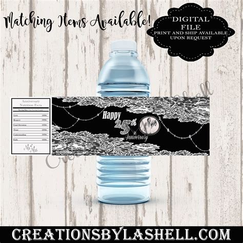 Anniversary Water Bottle Labels Wedding Anniversary 25th Etsy