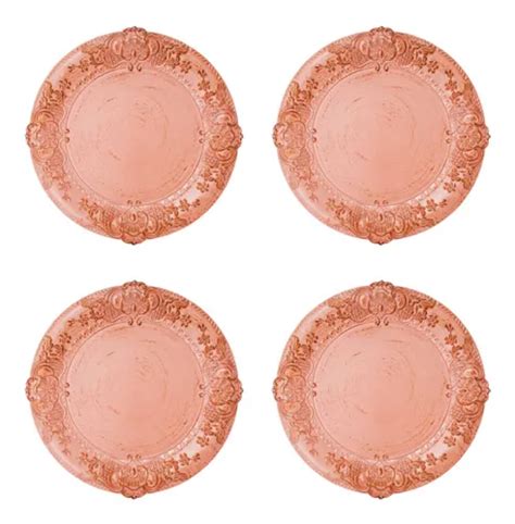 Set 4 Platos Base Matt Nude Brown Orillarustico Gravado 38cm Envío gratis