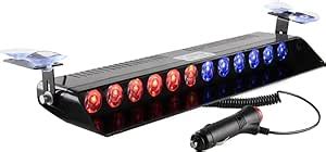 Sidaqi 12 LED Red Blue Emergency Windshield Strobe Lights With 14