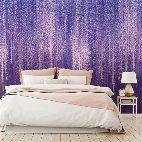 Grandeco Cascading Wisteria Flowers 3 Panel Repeatable Wallpaper Mural