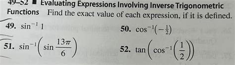 Answered 49 52 Evaluating Expressions Involving Inverse Trigonometric