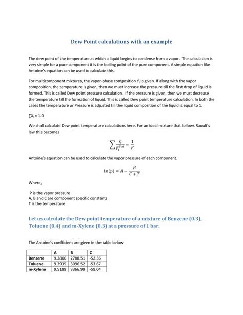 PDF Dewpoint Calculation For A Multicomponent Mixture Pdf DOKUMEN TIPS