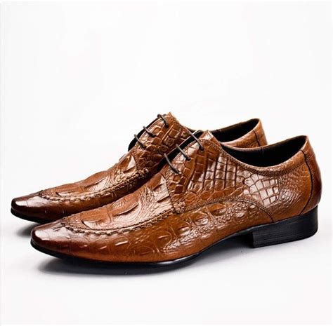 Enjoy4Beauty Chaussures Pointues Pour Homme En Cuir De Crocodile