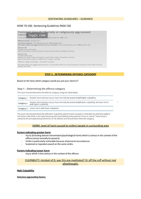 Sentencing Guidelines Notes Criminal Litigation LPC LLM MMU Studocu