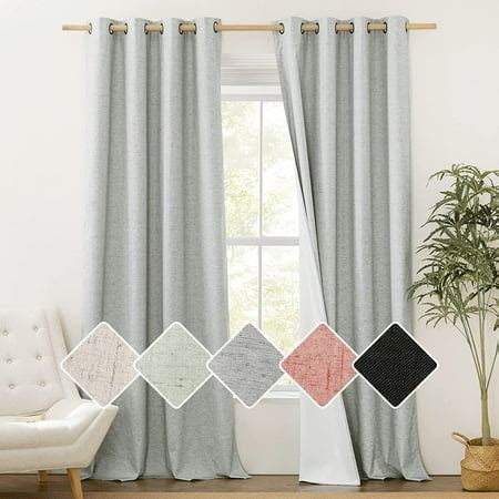 W52 x L72Burnt OrangeNatural 100% Blackout Linen Curtains 84 inch Long ...