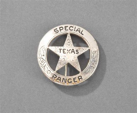 Actual authentic, Texas Ranger Badge presented to noted