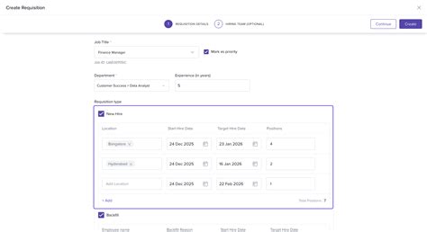 Raising new hiring requisitions – Home Page