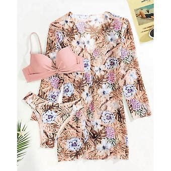 Floral twist lav talje bikini sæt Cover up badedragt til kvinder Push