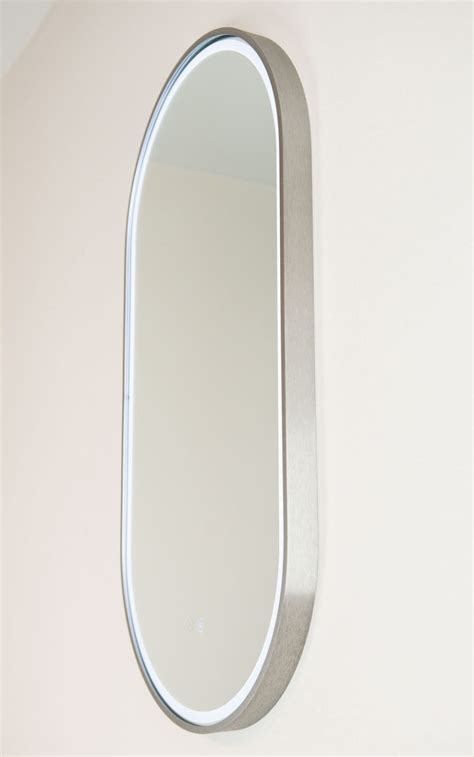 Gatsby Pill Shaped Led With Brushed Nickel Frame Luxe Mirrors