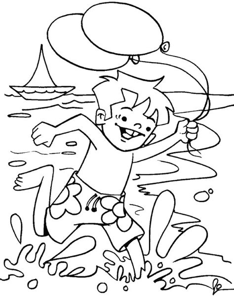 Boy Running At Beach Coloring Page Download Free Boy Running At Beach