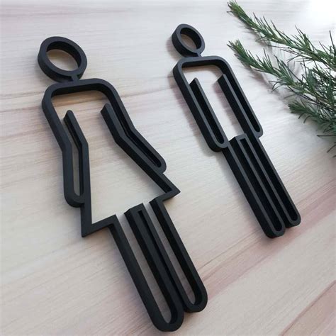 NRM4445 Self Adhesive for Hotel,Office,Home Acrylic Toilet Door Sign Restroom Sign WC Plaque ...