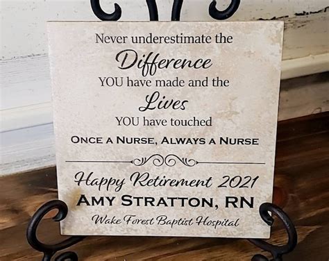 6x6 Thin Tile Plaque Nurse Retirement T Art Decor Boss Coworker