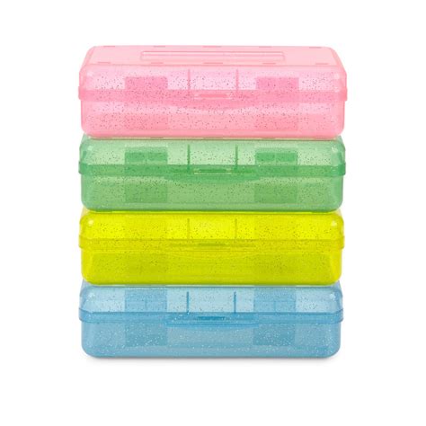 Buy Blue Summit Supplies Colorful Glitter Plastic Pencil Boxes