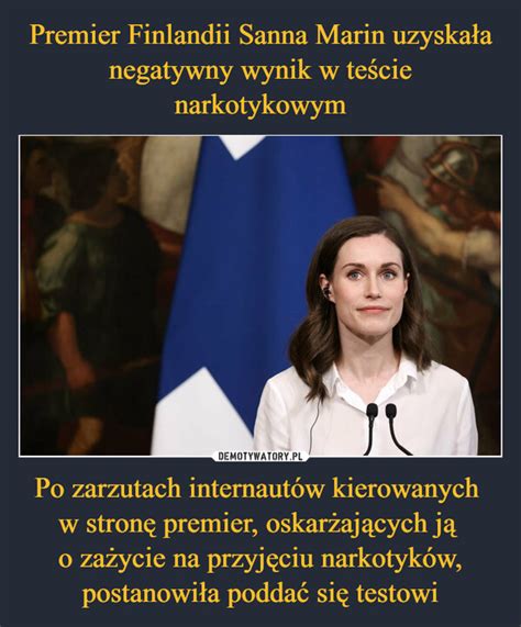 Premier Finlandii Sanna Marin Uzyska A Negatywny Wynik W Te Cie