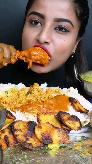 Asmr Eating Aloo Bharta Chicken Curry Biriyani Tadka Leg Piece Rice India Food Asmr Youtube