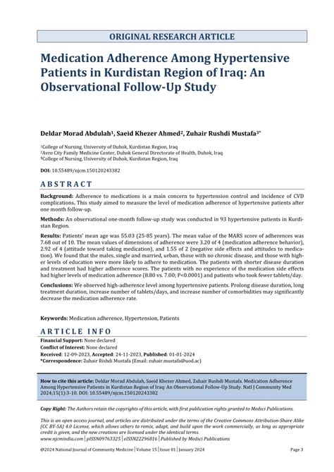 Pdf Medication Adherence Among Hypertensive Patients In Kurdistan