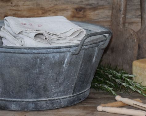 Ancienne Grande Cuvette Ou Bassine Galvanis E Ronde Avec Deux Poign Es