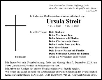 Traueranzeigen Von Ursula Streit Trauer Flz De