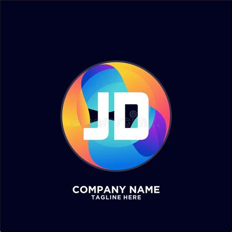 JD Initial Logo With Colorful Circle Template Vector Stock Vector