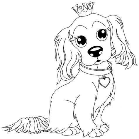 Coloriage Un Chien Mignon Portant La Couronne Dessin Gratuit à Imprimer