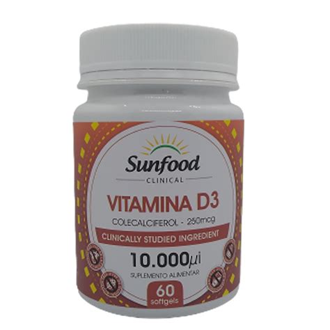 Vitamina D3 Colecalciferol 10000Ui 60 cáps Sunfood Shopee Brasil