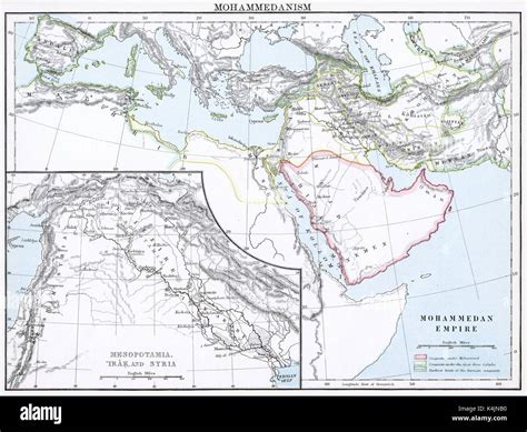 Antique map, circa 1875, of Mohammedian Empire ( Islamic Stock Photo ...