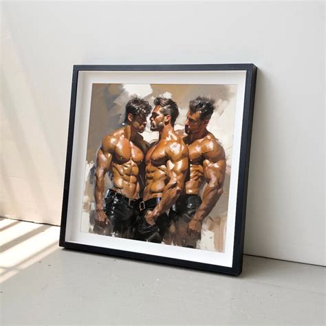 Nude Male Gay Throuple Digital Art Ai Generated Oil Painting Nude Art Wall Gay Poster