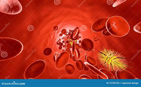 Generic Virus Floating In The Bloodstream Stock Illustration