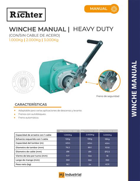 Winche Manual Pnw 1000kg Tecles And Winches