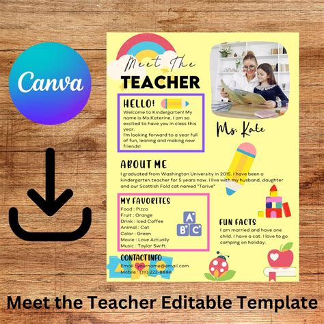 Meet The Teacher Classroom Printable Template Teacher Etsy Meet The