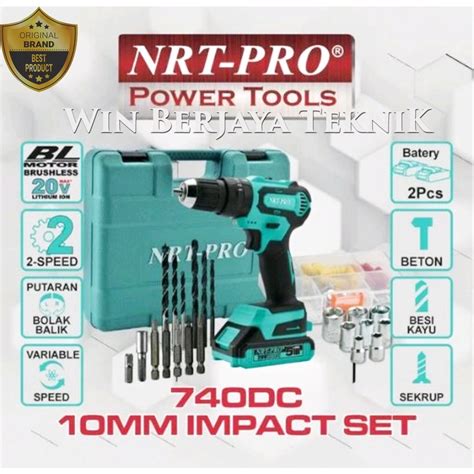 Jual Nrt Pro Dc Mesin Bor Cordless Impact Drill Mm Brushless