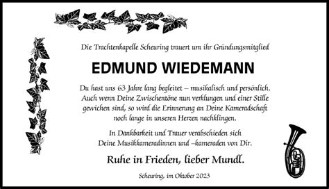 Traueranzeigen Von Edmund Wiedemann Augsburger Allgemeine Zeitung