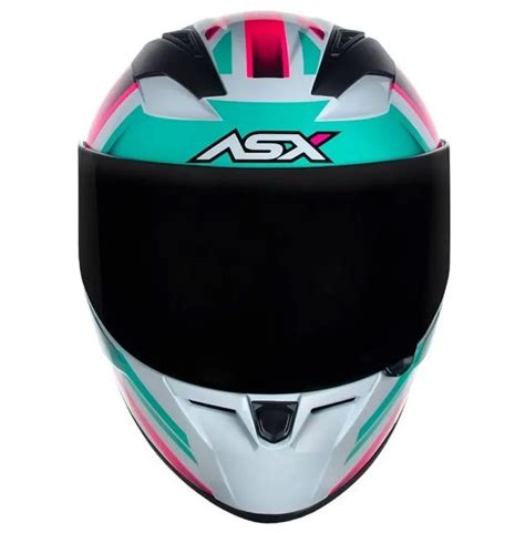 Capacete Asx City Kingdom Brilho Branco Rosa Tiffany Moto Braga