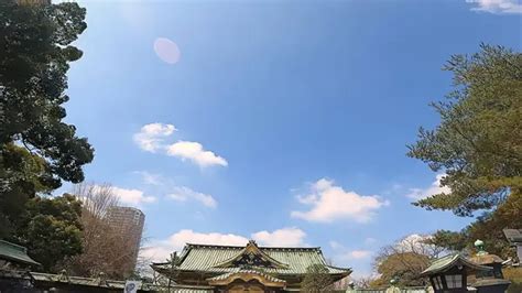 Edificio Del Santuario De Ueno Toshogu Nubes De Techo De Cielo Azul