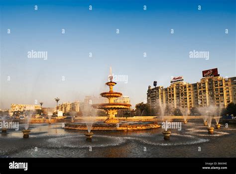 Fountains in Piata Unirii Bucharest Romania Stock Photo, Royalty Free ...