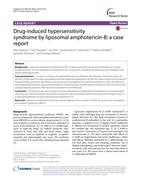 PDF Drug Induced Hypersensitivity Syndrome By Liposomal Amphotericin