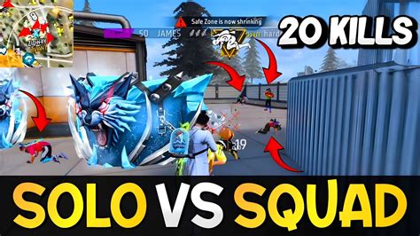 20 KILLS SOLO VS SQUAD GAMEPLAY FREE FIRE MAX YouTube