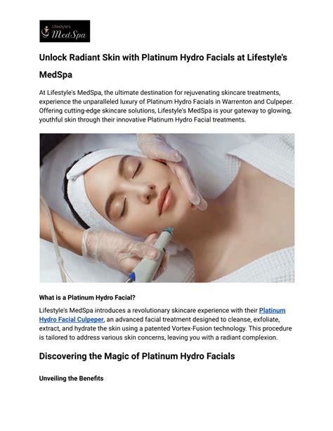 PPT Unlock Radiant Skin With Platinum Hydro Facials At Lifestyle S