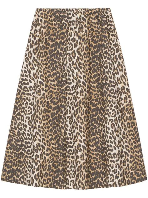 Ganni Leopard Print Midi Skirt Editorialist