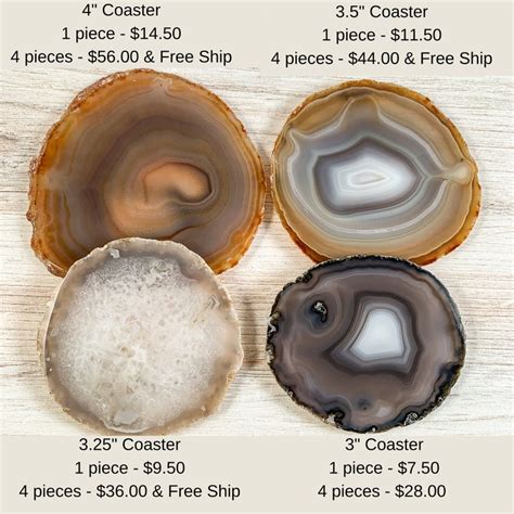 Natural Geode Coasters Genuine Large Single Set Of Four Gift Etsy