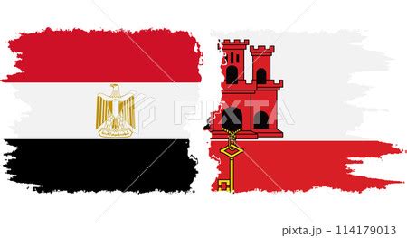 Gibraltar and Egypt grunge flags connection vectorのイラスト素材 114179013